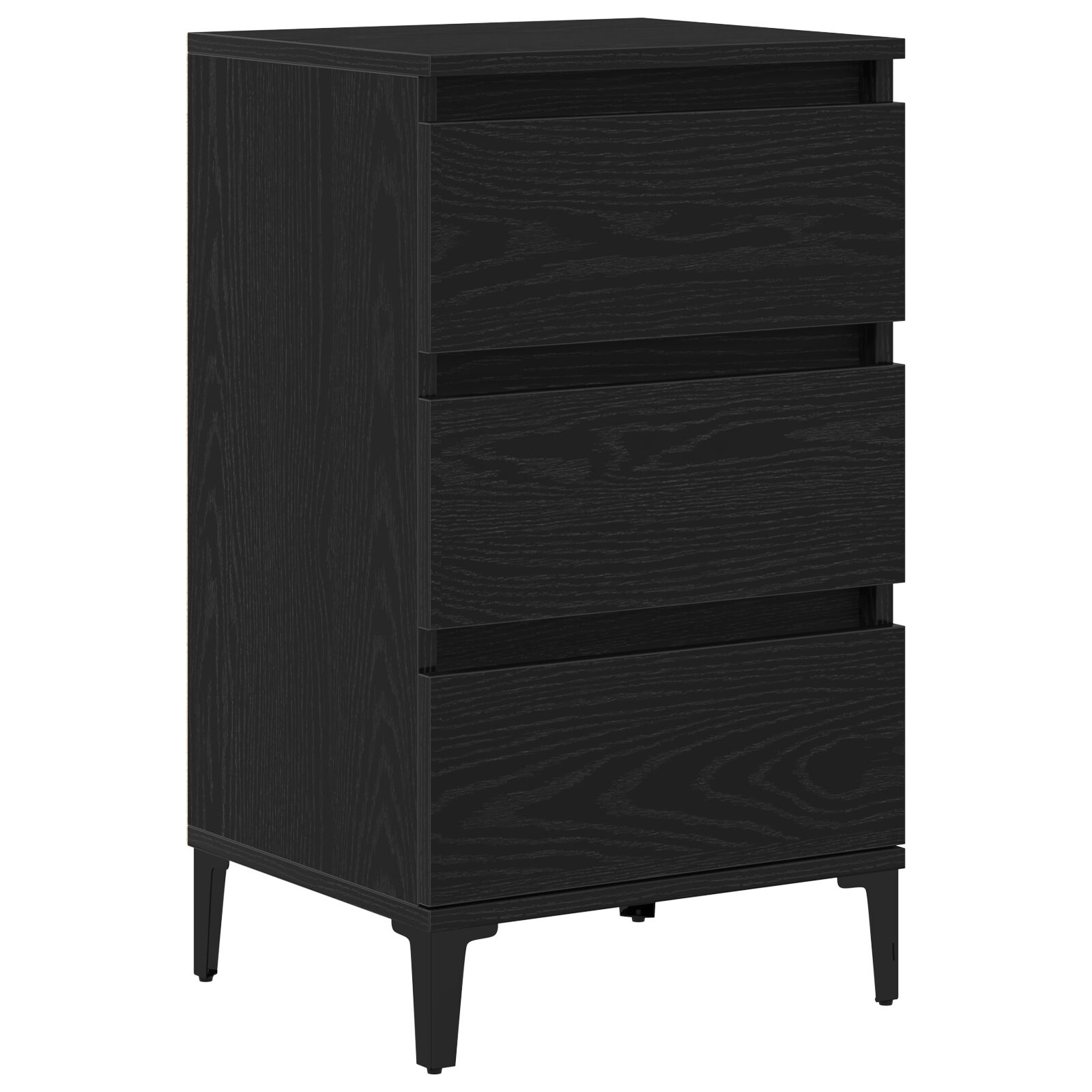 Mesita de Noche vidaXL Negro Roble 40x35x70 cm Madera Elaborada
