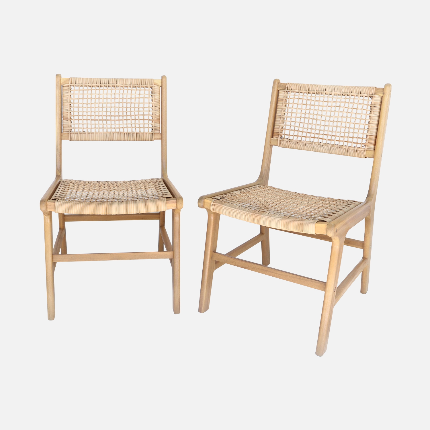 sweeek - Silla de caña y madera, set de 2 , Ocara , 61x51x85
