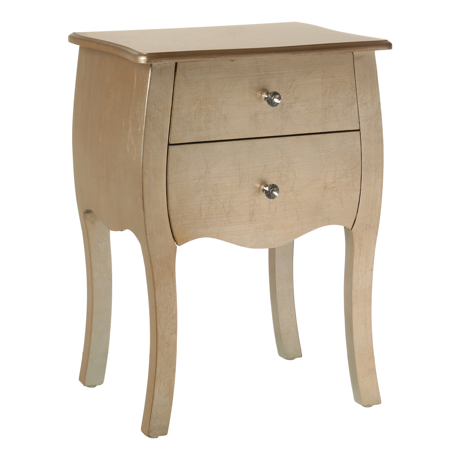 Mesa de noche con 2 cajones madera champagne 45x36x62cm, madera: abeto y dm