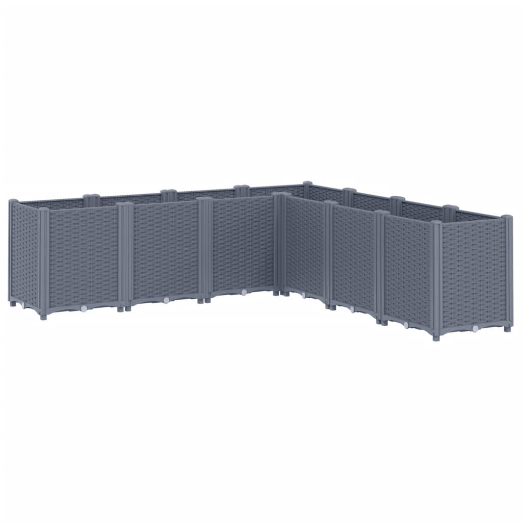 vidaXL Jardinera PP 160x160x53 cm Color Gris,  Gris claro,  Blanco y mas