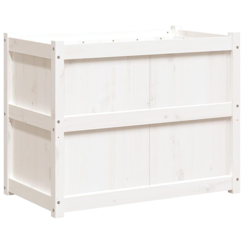 vidaXL Jardinera de madera maciza de pino blanca 90x50x70 cm