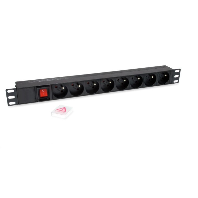 Equip 333285 power distribution unit (PDU) with 8 AC outlets, 1U size, black plastic design, 1.8m cable, CE certified for reliable power management, ideal for efficient plug extension in home or office setups.