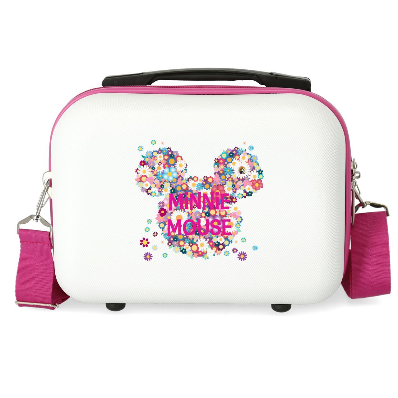 Bolso de Aseo Disney Minnie Sunny Day, Neceser Resistente de 29x21x15 cm con Correa Ajustable y Banda para Maleta, Ideal para Viajes