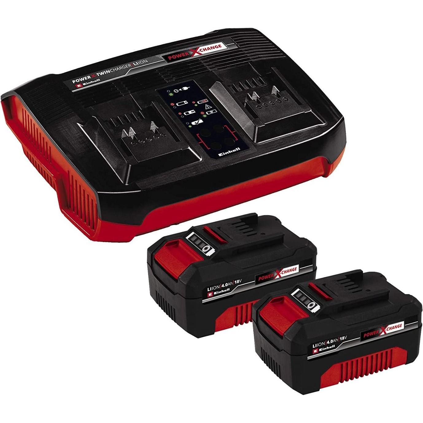 Einhell Kit de inicio PXC Cargador doble+2 Baterías 4 Ah