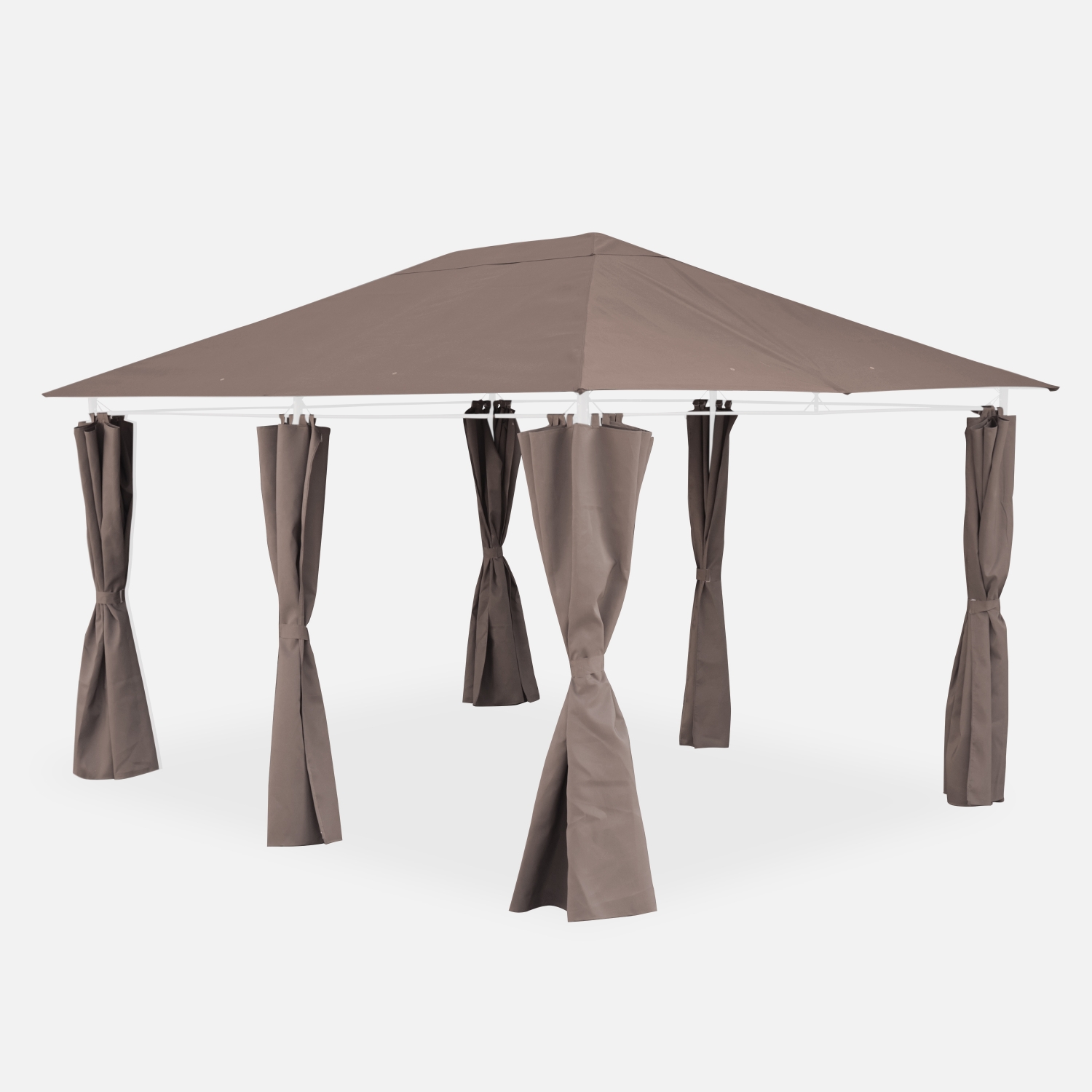 sweeek - Tela de techo con cortinas 3x4m , Cubierta + cortinas para pergola Divio , 299x299x183