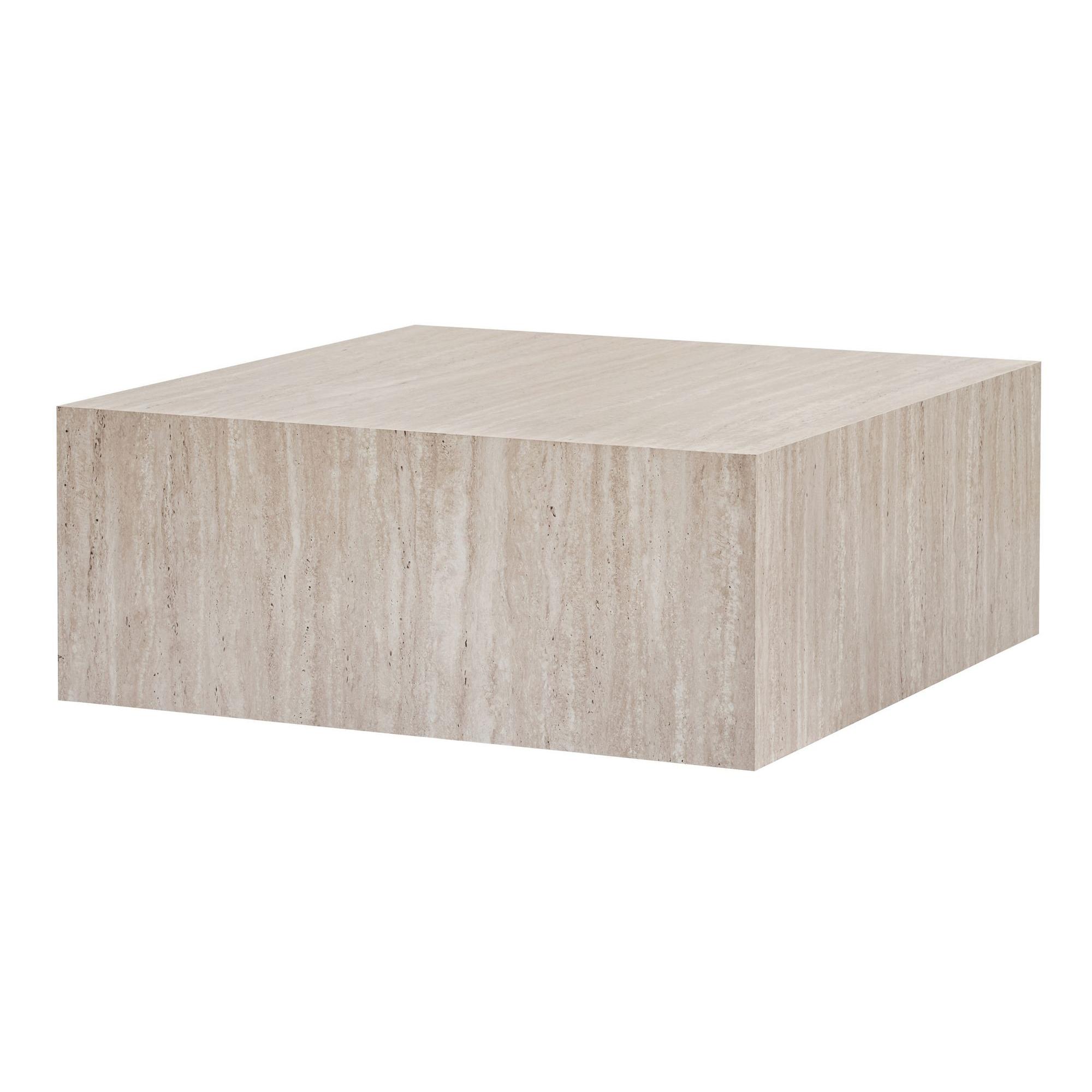 Habitat y Jardin - Mesa de centro de MDF "Prizma" - 90 x 90 x 35 cm - Travertino