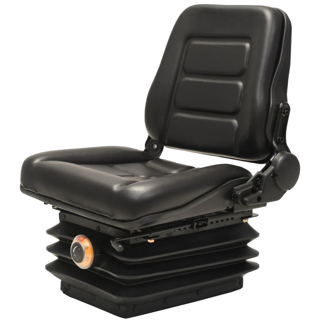vidaXL Asiento de tractor con suspensión respaldo ajustable negro