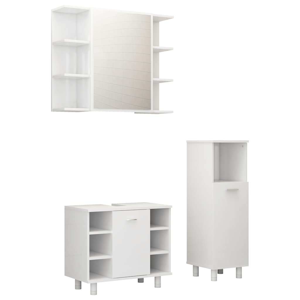 vidaXL Juego de muebles de baño 3 pzas madera de ingeniería blanco
