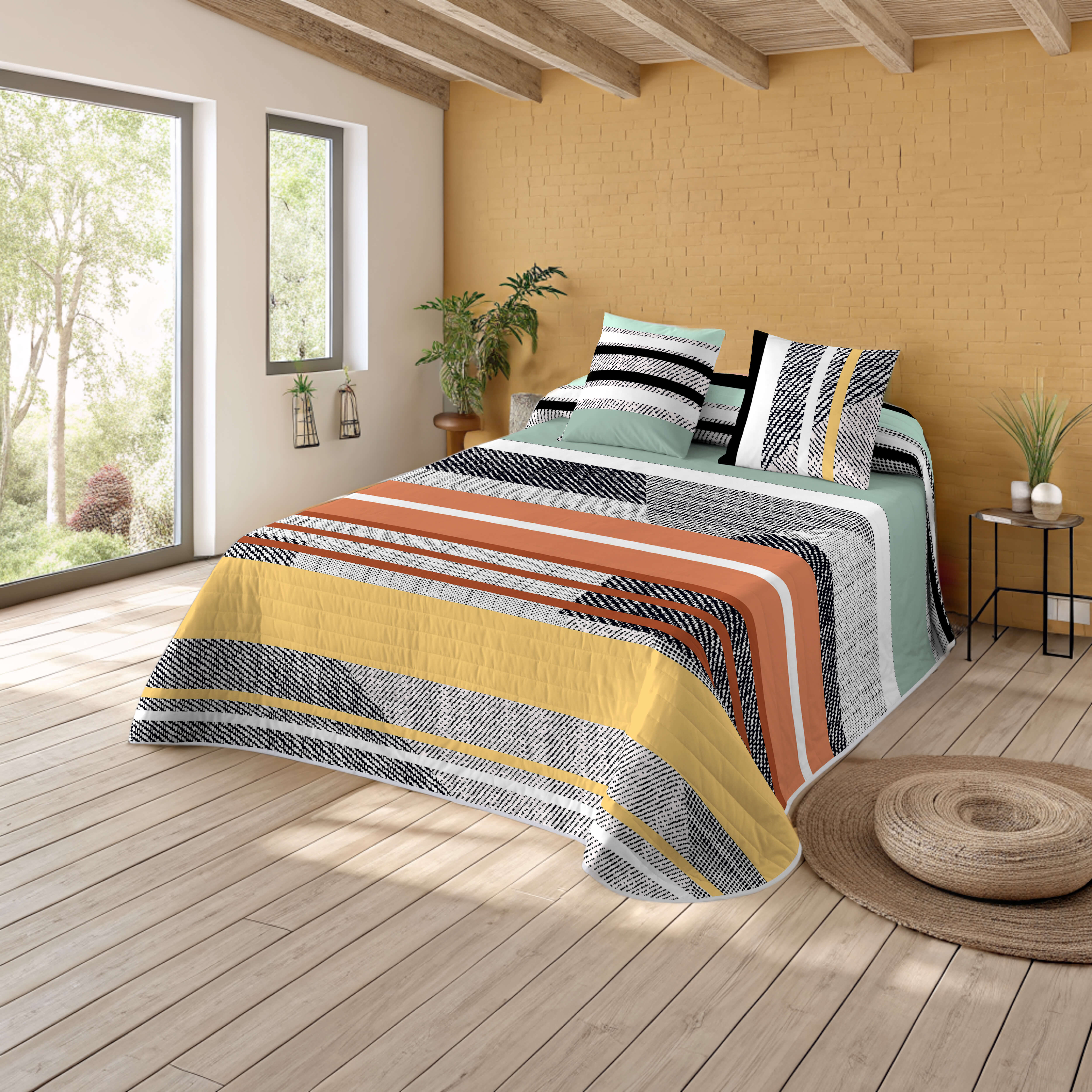 NATURALS - Colcha Bouti Estampada - Tejido Microfibra 100% Poliéster Extra Suave - Relleno 100% Poliéster - Fabricado en España - Modelos Geométricos - Cama 90/135/150/180 cm
