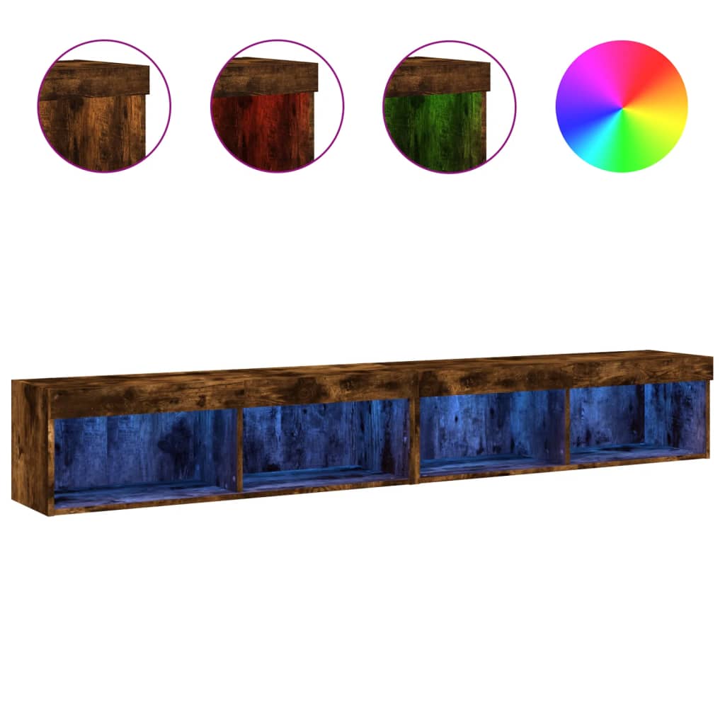 vidaXL Muebles de TV con luces LED 2 uds 100x30x30 cm, Mueble de Salon, Mueble TV, Mueble TV salon, Mesa de TV, Mueble tele