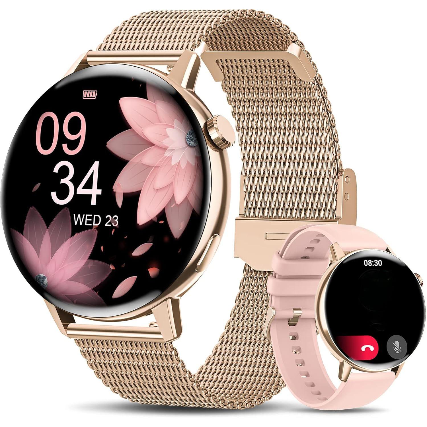 Smartwatch Mujer Reloj Inteligente IP68 con 24 Modos de Deporte 2025, Pulsómetro, Monitor de Sueño, Notificaciones Inteligentes, 1.28 Pulgadas Pantalla Táctil Completo Smartwatch