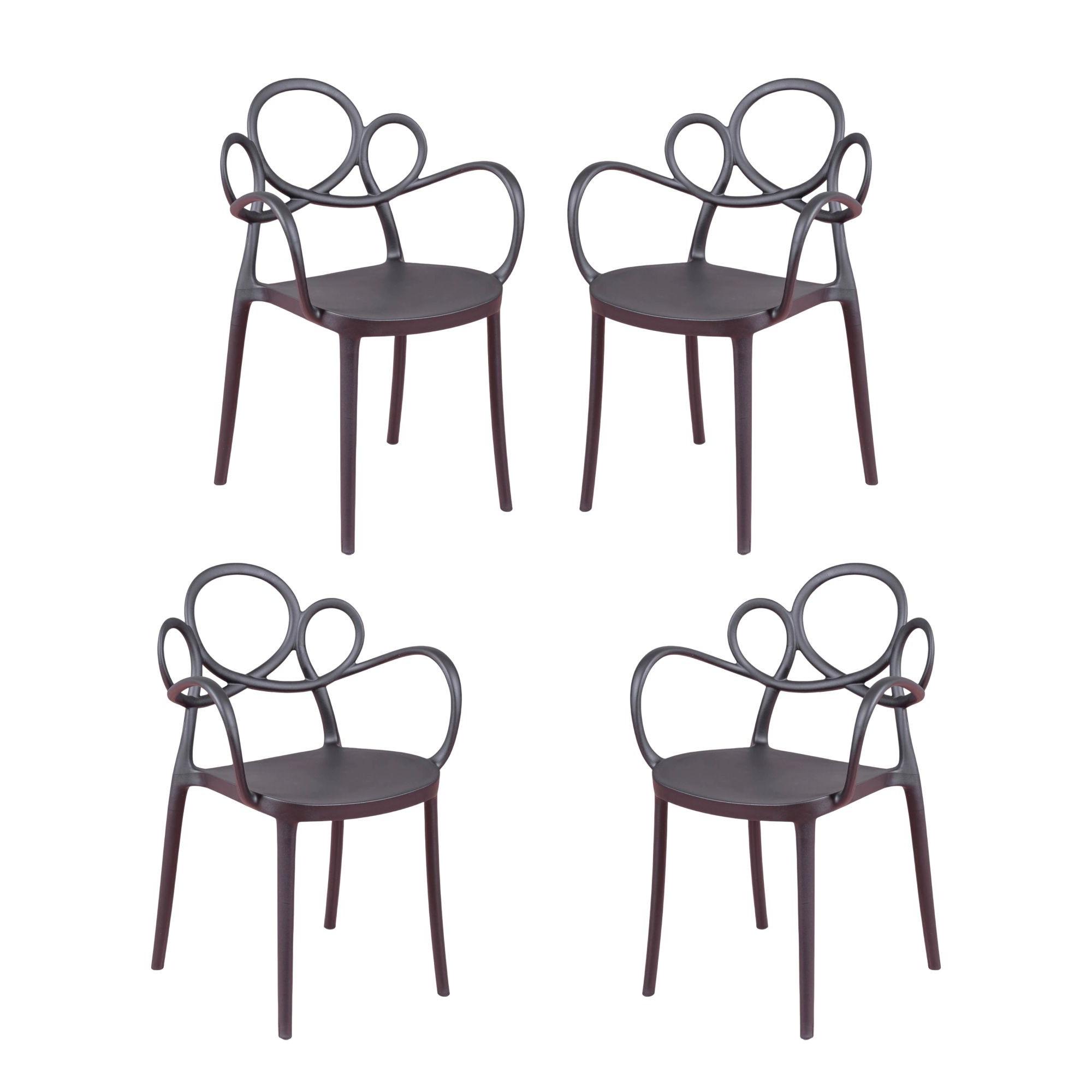 Nest Dream - Pack de 4 sillas de diseño con reposabrazos para el jardín - Dream