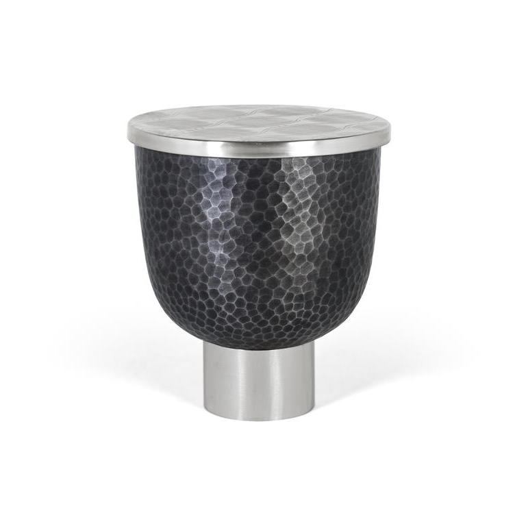 Mesa de centro redonda con tapa de aluminio
