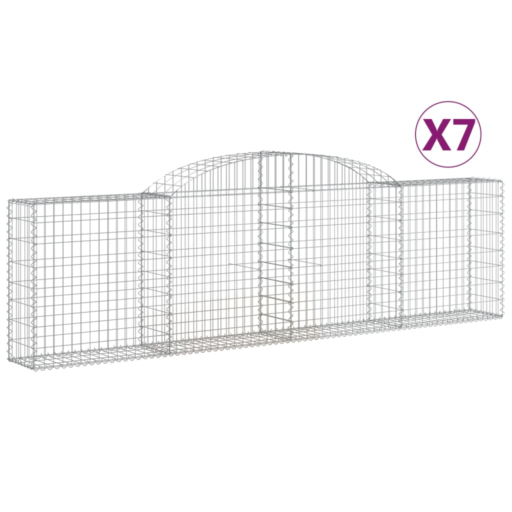 Vidaxl Cestas de Gaviones en Forma de Arco, 7 Uds, Hierro, 300 X 30 X 40/60 - 300 X 30 X 80/100 Cm