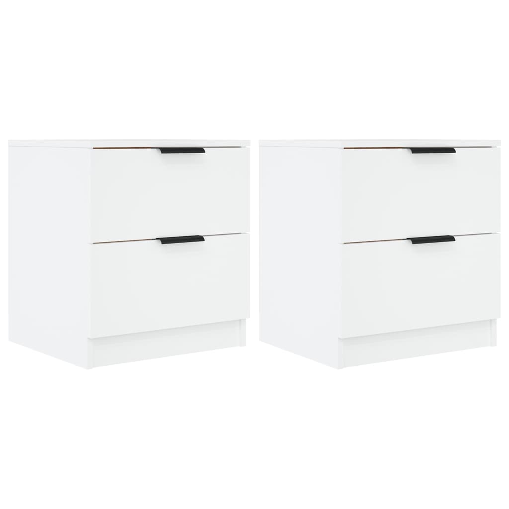 Vidaxl Mesita de Noche 2 Unidades Madera Contrachapada Blanco