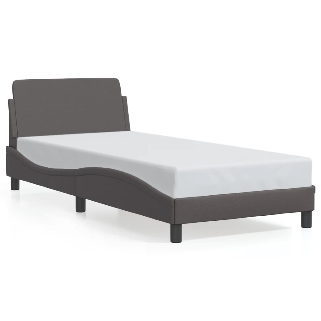 vidaXL Estructura de cama Dover cuero sintético gris 90x200 cm