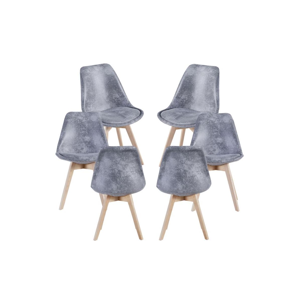 Regalos Miguel - Packs Sillas Comedor - Pack 6 Sillas Synk Vintage - Gris claro