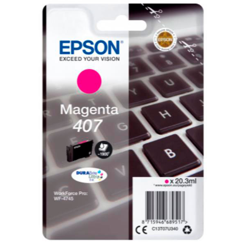 Cartucho de tinta para teclado Epson Original 407 - Magenta (C13T07U340)