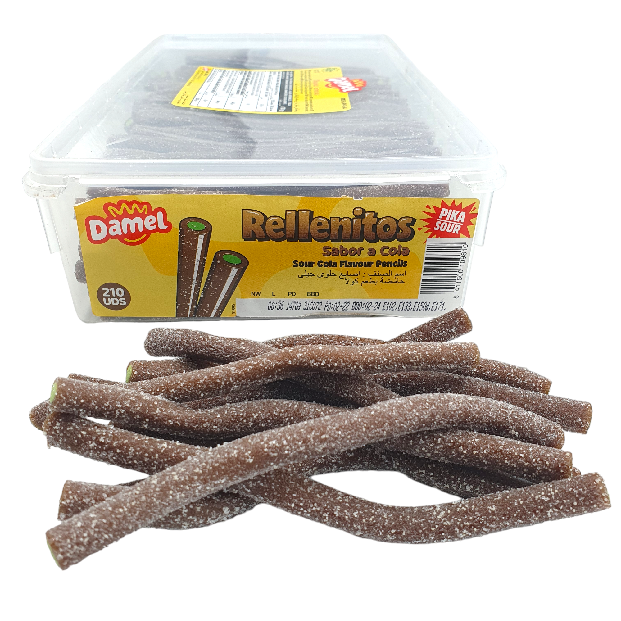Rellenitos Damel Fresa - Pica Fresa - Pica Cola - Frambuesa - Regaliz Relleno Damel 210 Unidades - Dulcipica - Sabores Surtidos