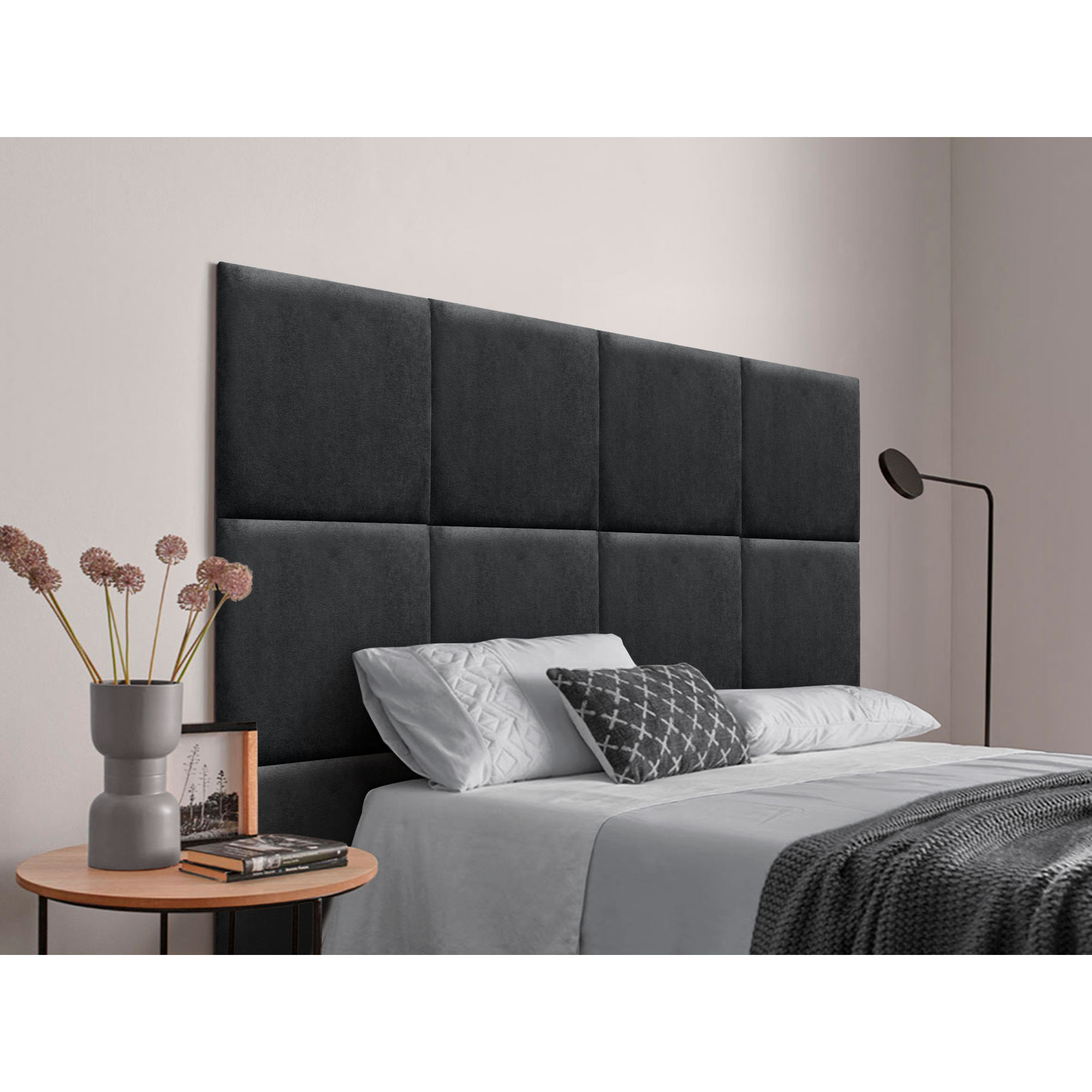 DHOME Cabecero Tapizado Compuesto de Paneles Autoadhesivos Intercambiables de Tela Acualine Cama Lujo Dormitorio Acolchado
