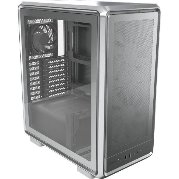 Cooler master masterframe 500 caja torre e-atx - ventana lateral - paneles intercambiables - 2 ventiladores de 200mm frontales - rejilla metal-mesh - 654x580x376mm - color plata