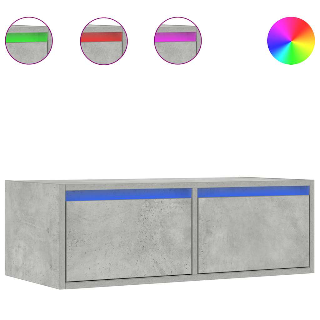 vidaXL Mueble de TV con luces LED gris hormigón 75x35,5x25 cm