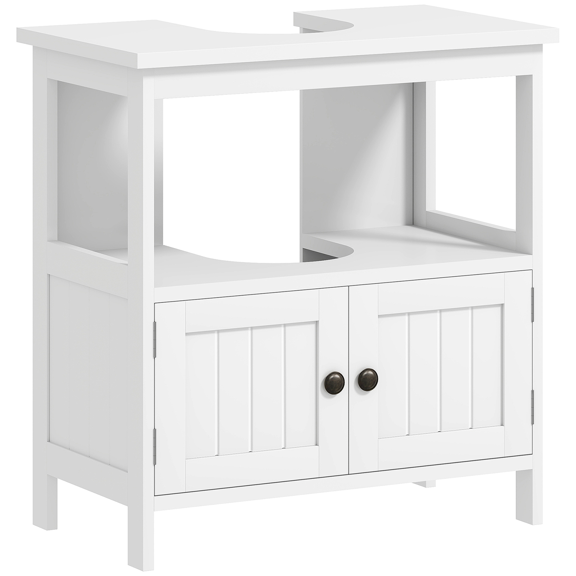 kleankin Mueble para Debajo del Lavabo con 2 Puertas y Estante Abierto Mueble Lavabo con Pie Moderno Carga 30 kg 60x30x60 cm Blanco