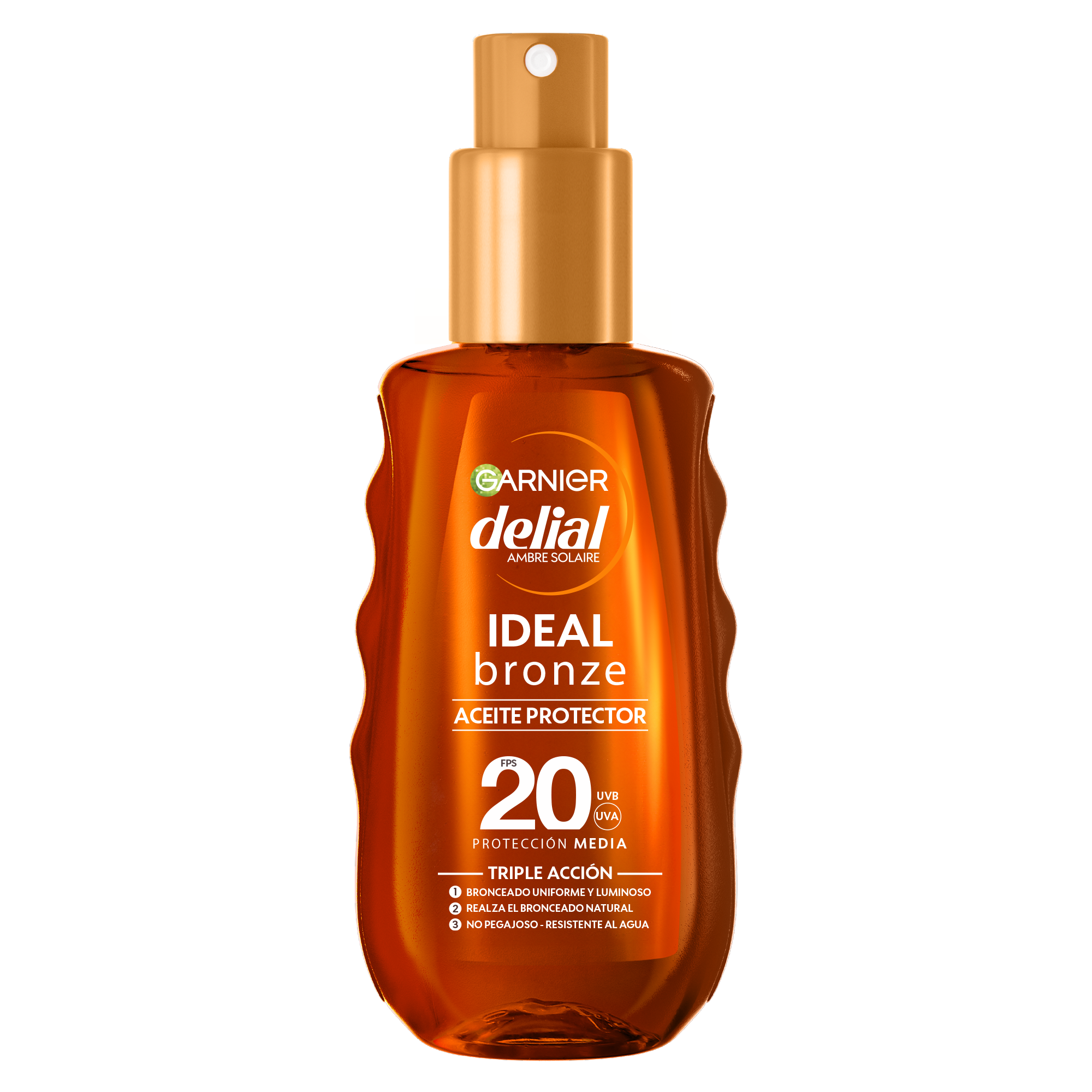 Garnier Delial Aceite Protector Bronceador SPF 20 para un Bronceado Optimo, Acabado Satinado, Resistente al Agua, No Pegajoso 150ml
