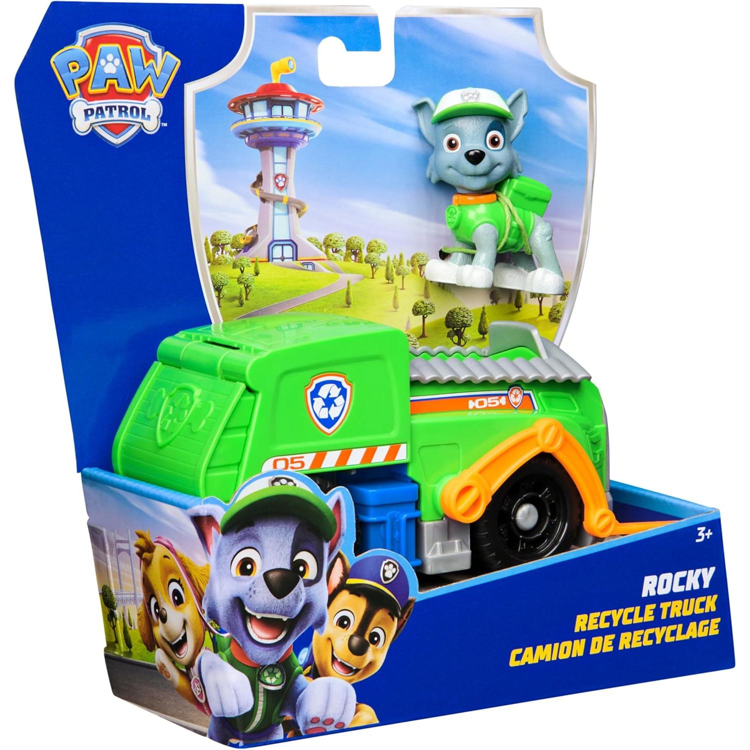 Patrulla Canina - Camión de Reciclaje y Figura Rocky - Camión Juguete con Figura Rocky - Patrulla Canina Juguetes - Juguetes Niños 3 Años + (Spin Master 6071213)