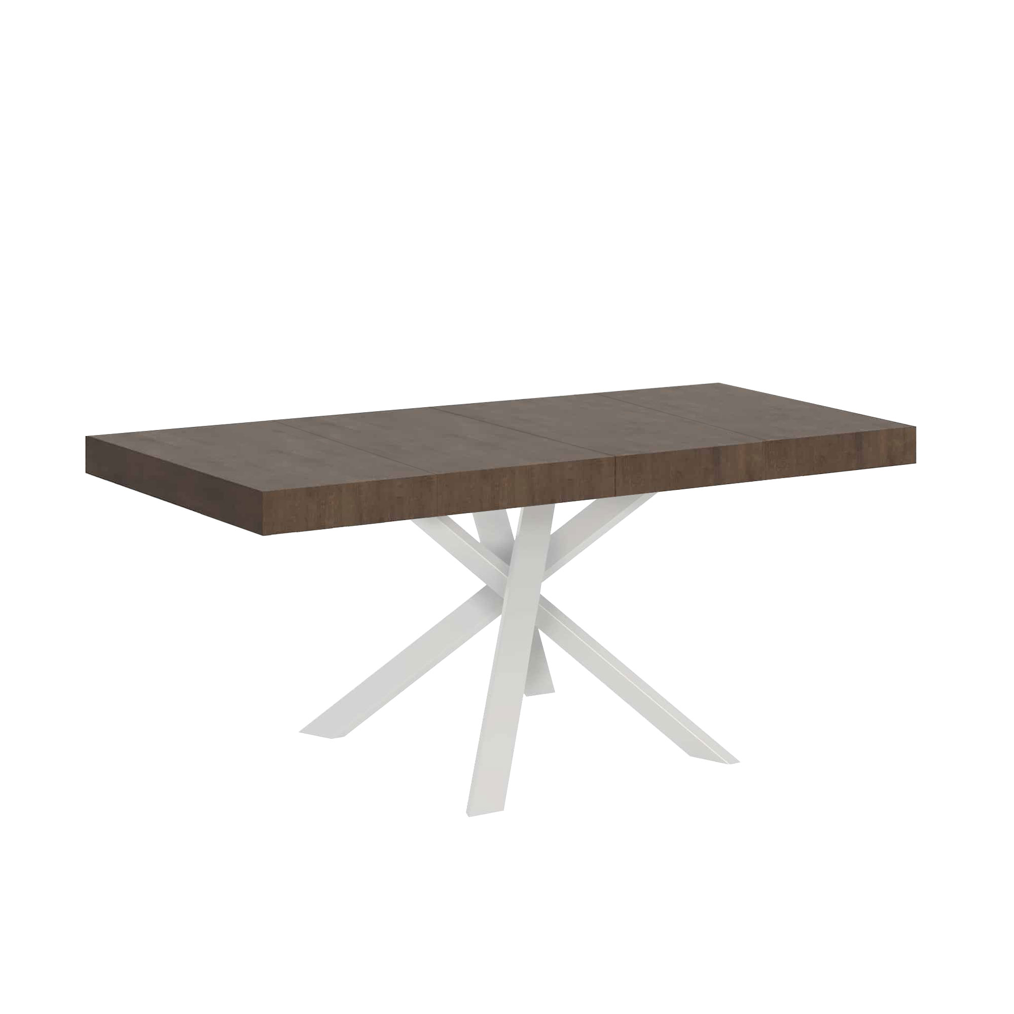 Mesa extensible 90x90/194 cm Clerk Premium Tapa nogal - Patas blancas - Itamoby