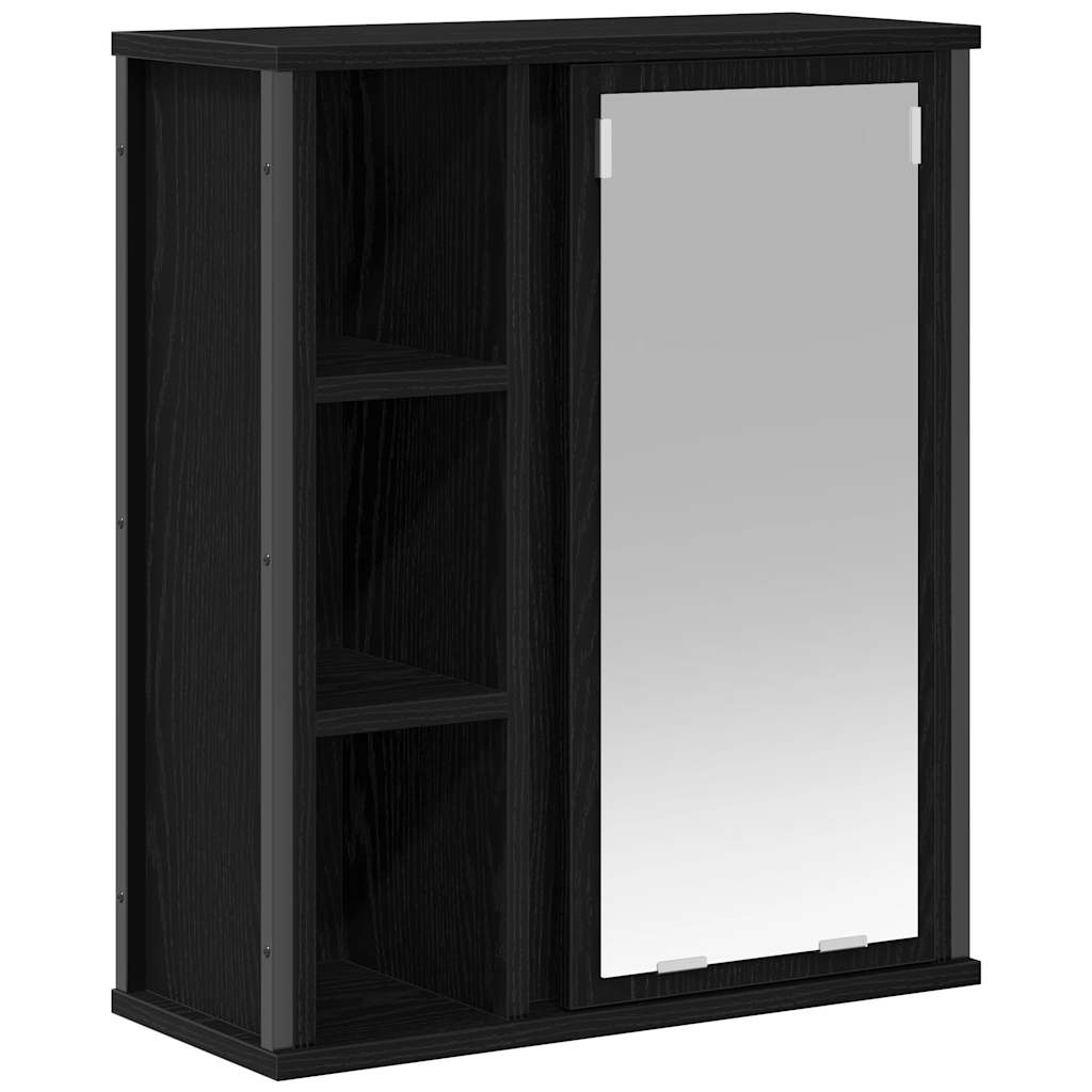 vidaXL Mueble de baño de pared con espejo roble negro 50x21x60 cm