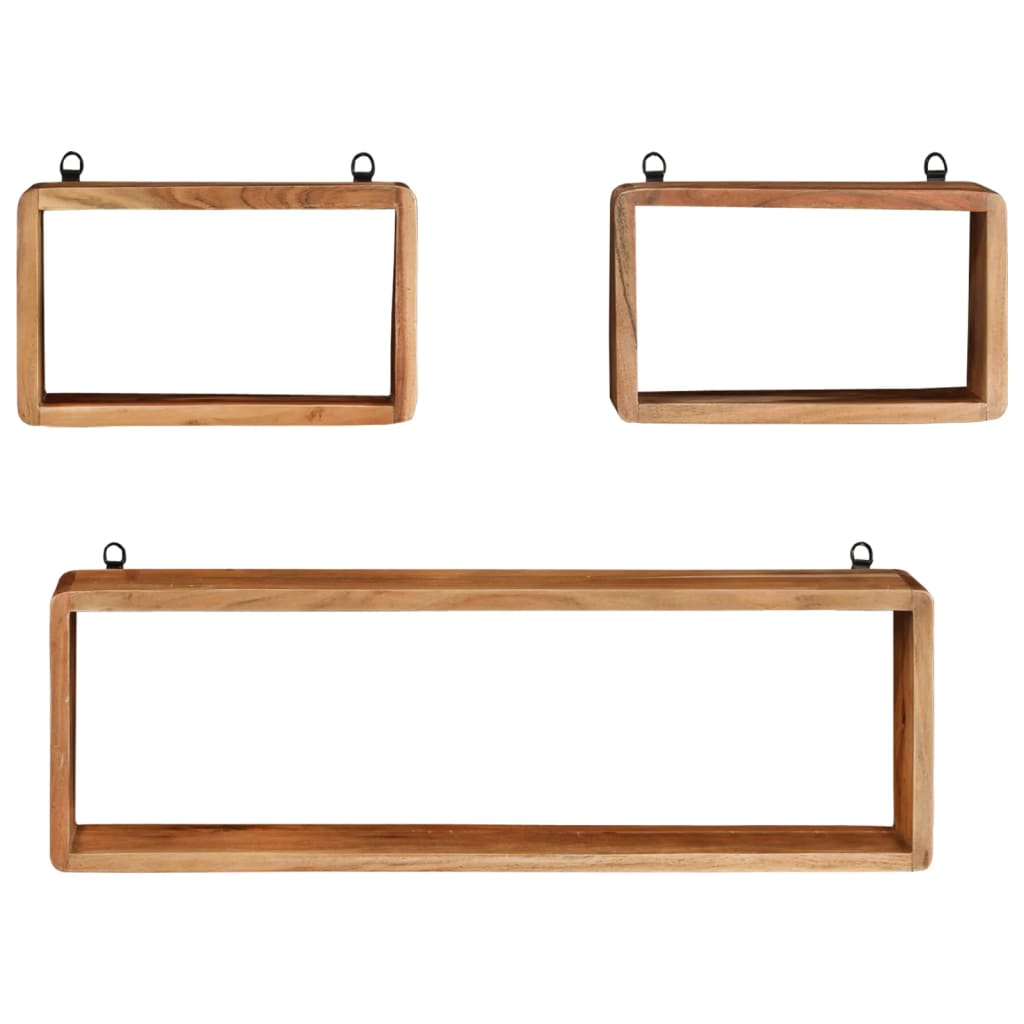Vidaxl Juego de Estantes Cubo de Pared de Madera Maciza Reciclada/ Mango/ Acacia