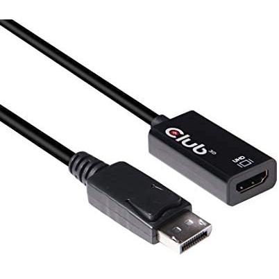 CLUB3D DisplayPort 1.4 a HDMI 2.0b HDR Adpatador Activo - Adaptador para cable (DisplayPort 1.4, HDMI 2.0b, Male connector / Female connector, Negro)