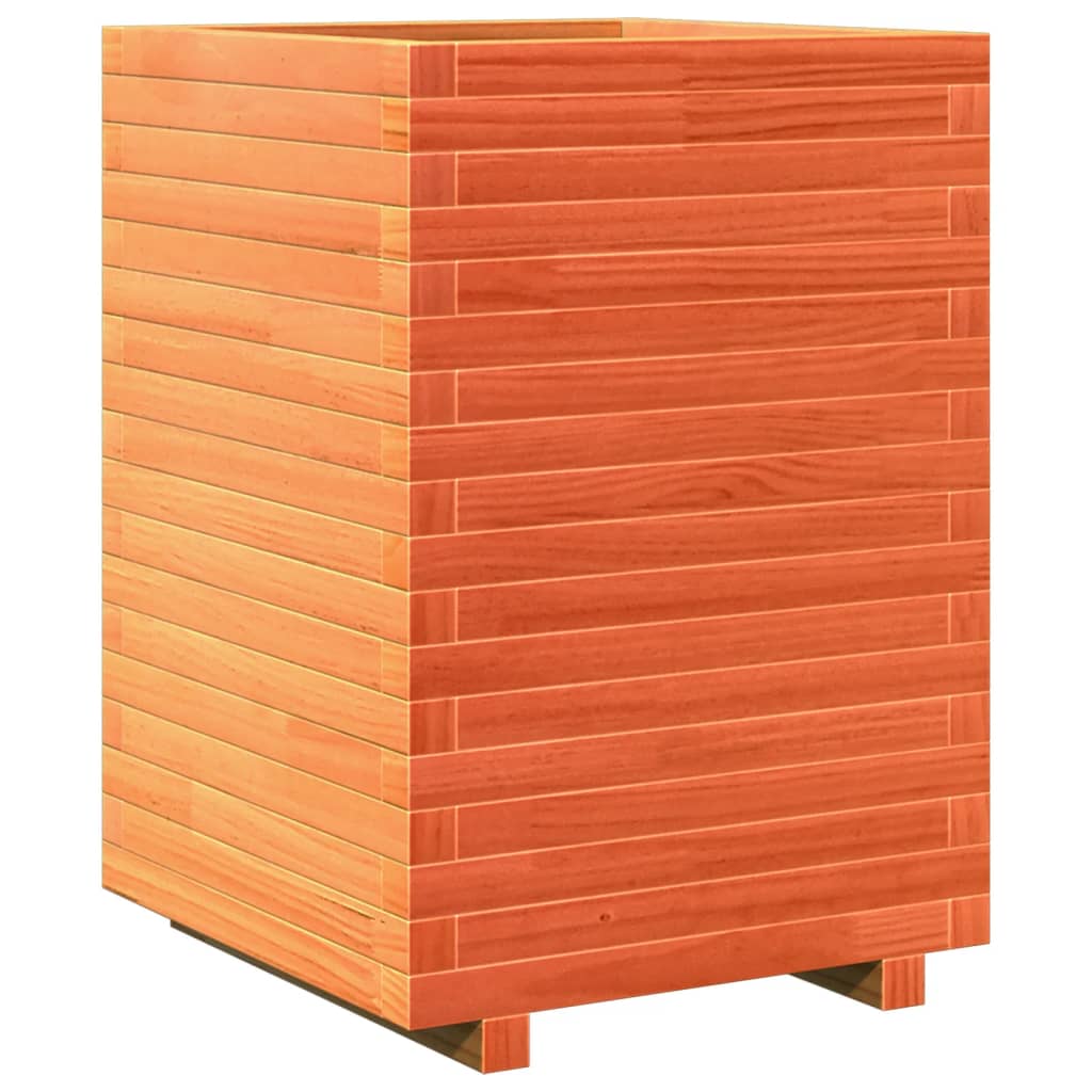 vidaXL Jardinera de madera maciza de pino 50x50x72 cm Color Pino natural,  Blanco,  Marrón cera y mas