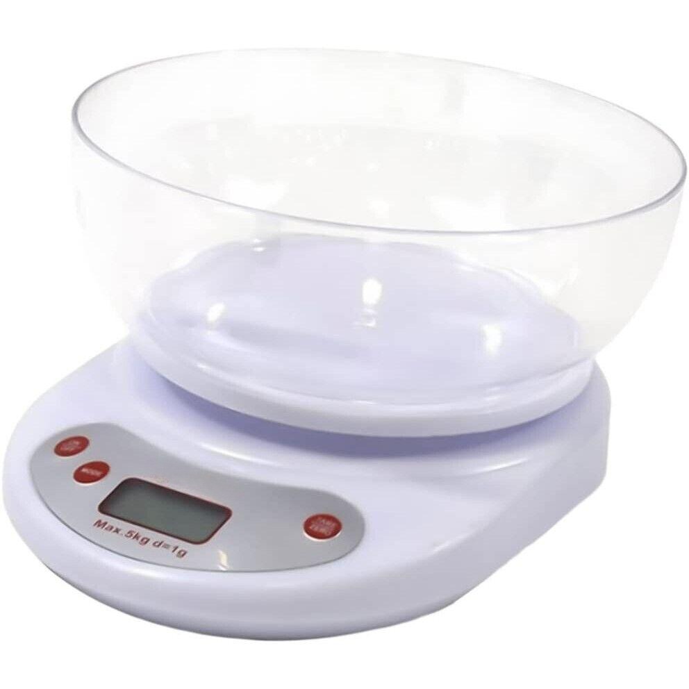 Blanza Bascula Cocina Digital con Bol 5 kg Pesar 3 Tipos (Gramos, onzas o libras)