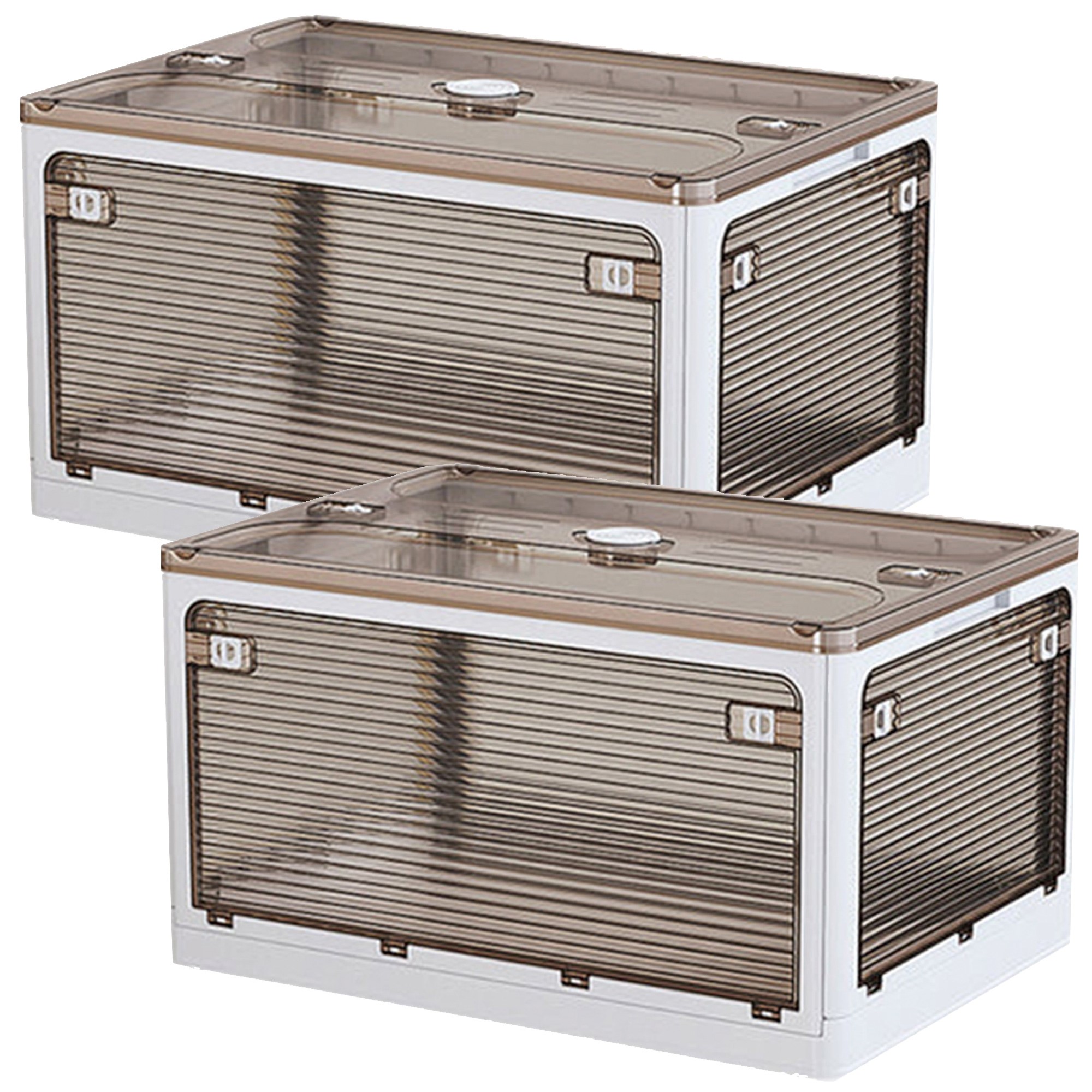 Joybos Set de 2 Cajas de Almacenamiento Plegable Transparente 28Lx2 - Apilables con Asas