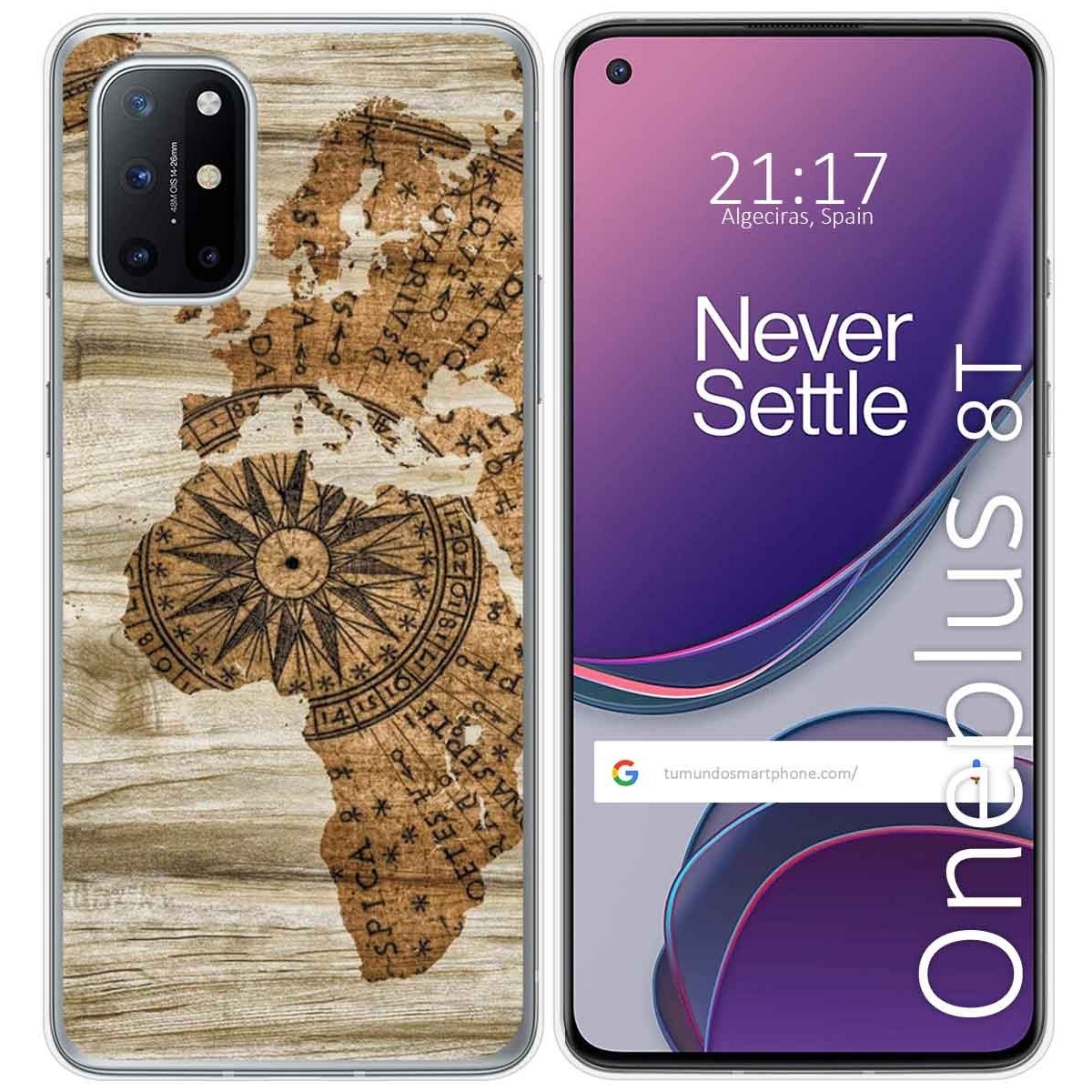 Tumundosmartphone Funda Gel Tpu para OnePlus 8T 5G diseño Madera 07 Dibujos