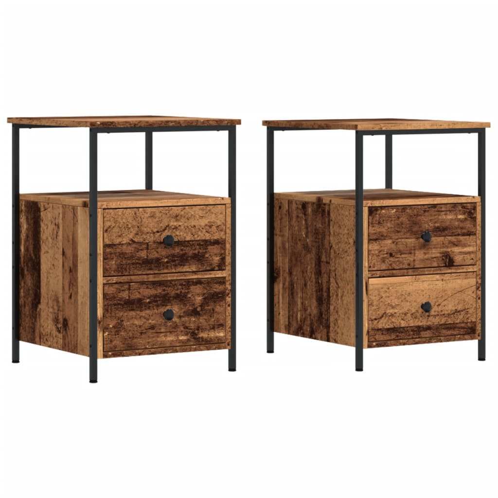 vidaXL Mesitas de noche 2 uds madera envejecida 34x35,5x50 cm