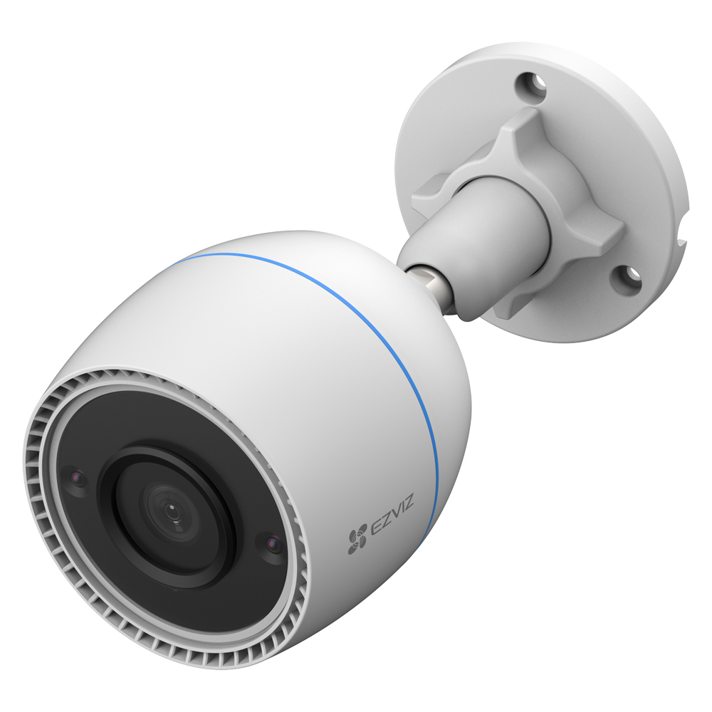 Ezviz H3C (4MP) Cámara de seguridad exterior Resolución de 2K+ Tecnología de vídeo H.265 Visión nocturna en color Comunicación bidireccional Zona de detección personalizable Defensa activa con sirena y luz estroboscópica