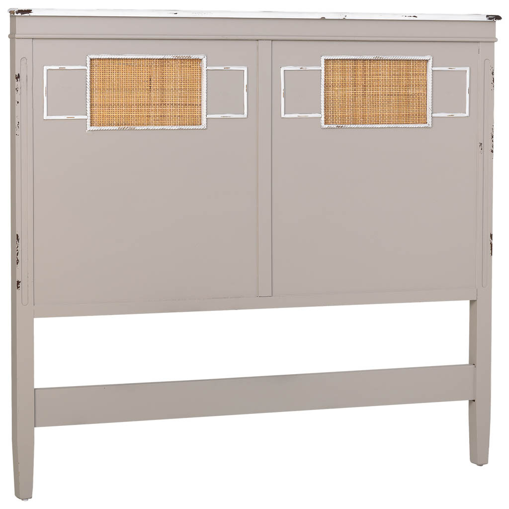 Wonderlust Deco - Cabezal de cama de madera con rejilla gris 150x6x130 Gris 150x6x130h cm