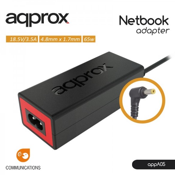 Cargador especifico de portatil hp 65w adap. 18.5v/3.5a 4.8*1.7mm p/n:appa05