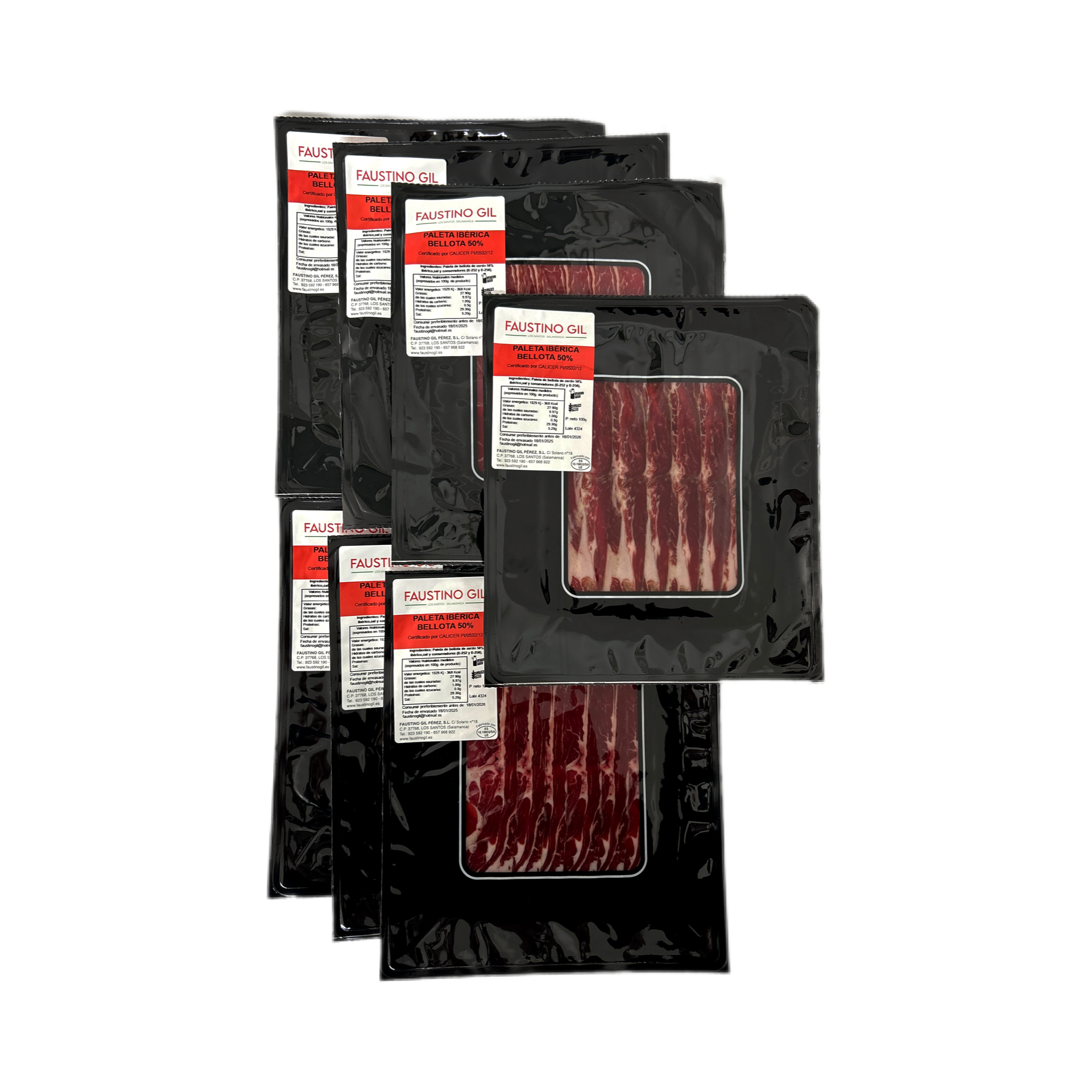 PALETA BELLOTA 50% IBERICA - 7 Sobres de  100g - Elaboración tradicional - Ibéricos Faustino Gil -