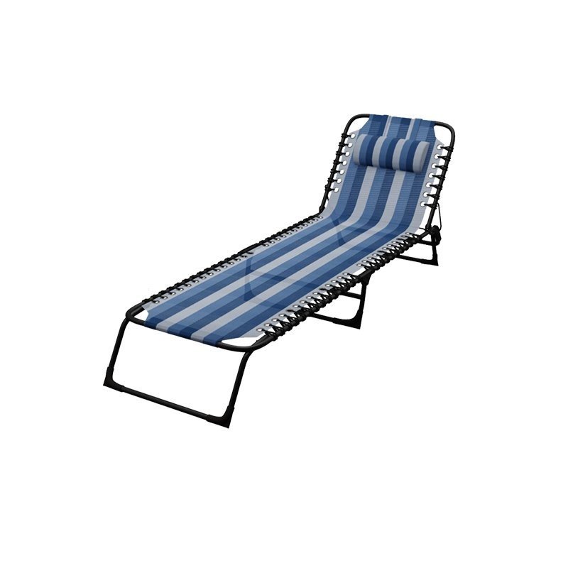 Marbueno Tumbona Plegable Acero Cojin Jardin Rayas Azules