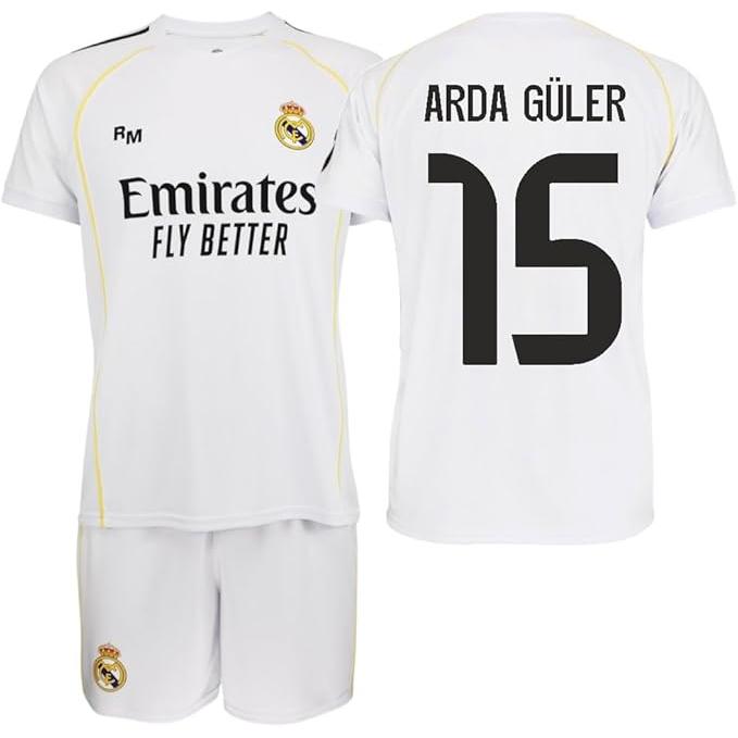 Real Madrid conjunto camiseta y pantalon- Réplica oficial con licencia- ARDA GÜLER Nº15- infantil