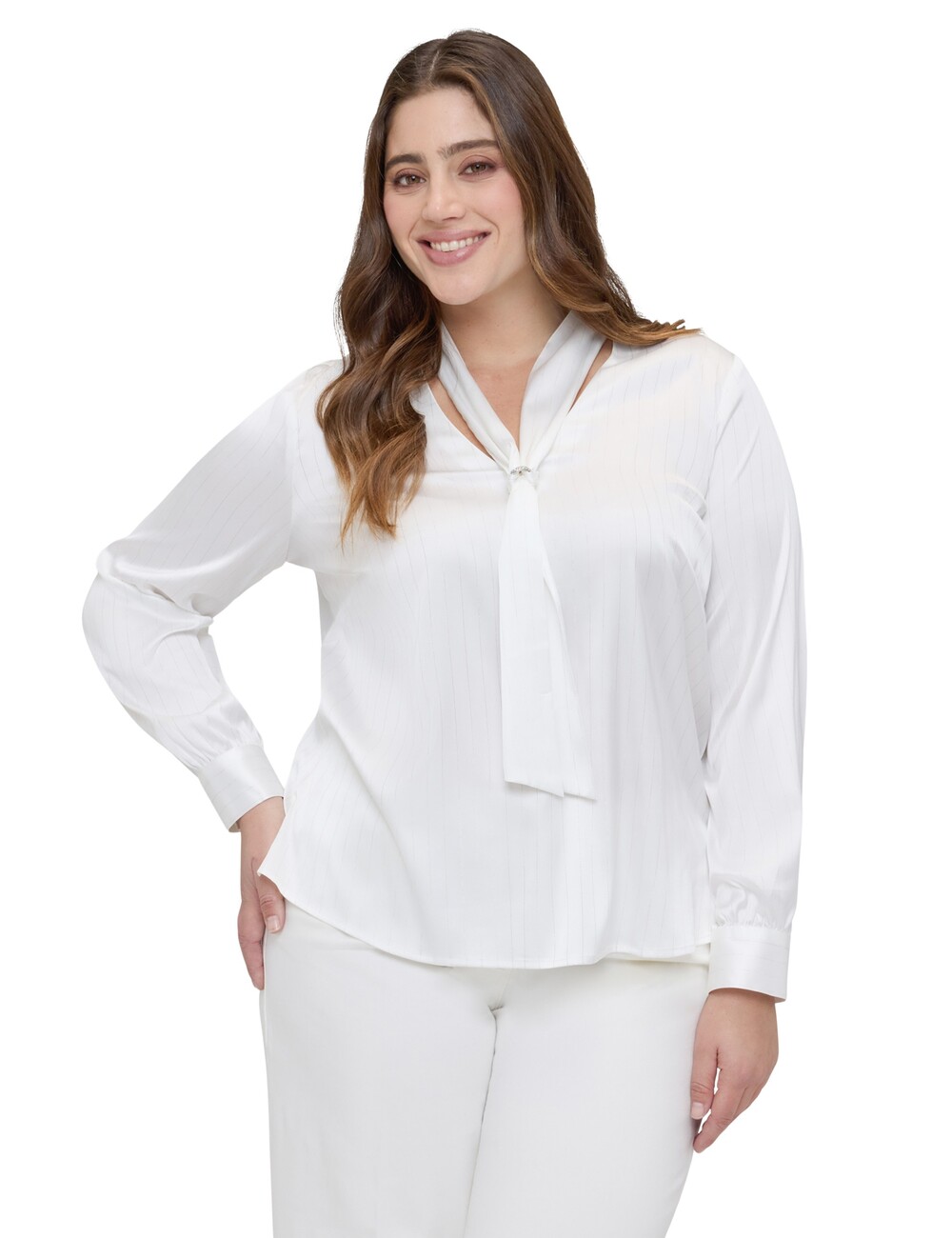 Fiorella Rubino - Blusa de satén con corbata