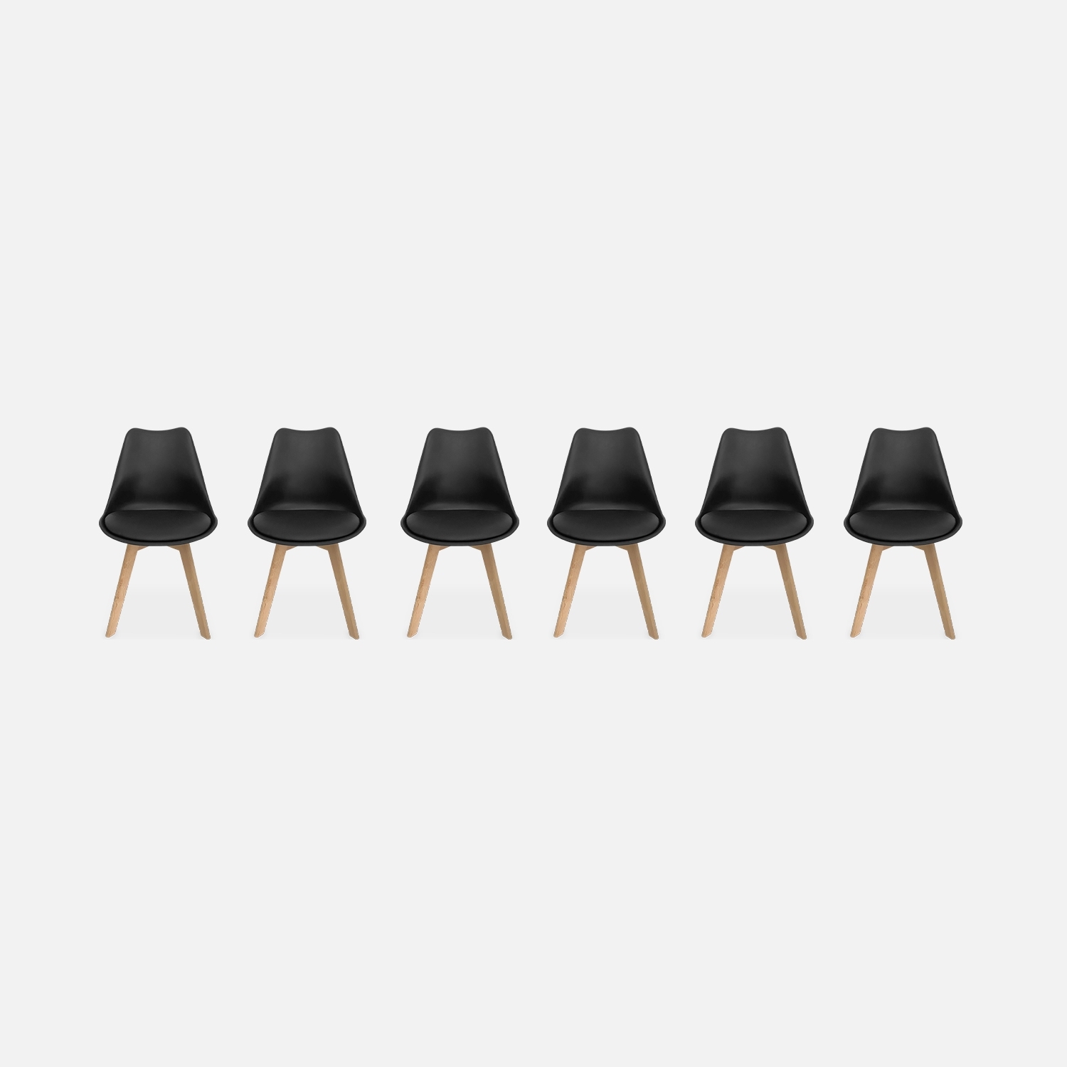 sweeek - Silla escandinava con patas de madera de haya, set de 6 , Nils , 47x55x81