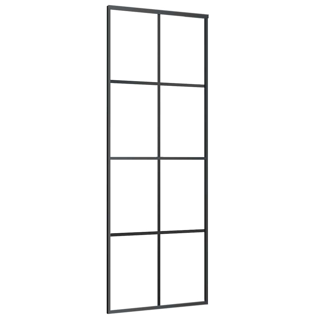 vidaXL Puerta corredera aluminio y vidrio ESG negra 76x205 cm
