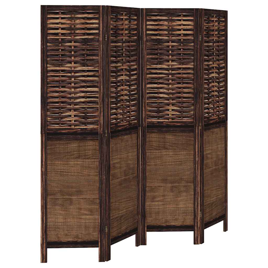 vidaXL Biombo separador de 4 paneles madera paulownia marrón oscuro en dimensiones 40x160 cm/40x200 cm/40x220 cm y más