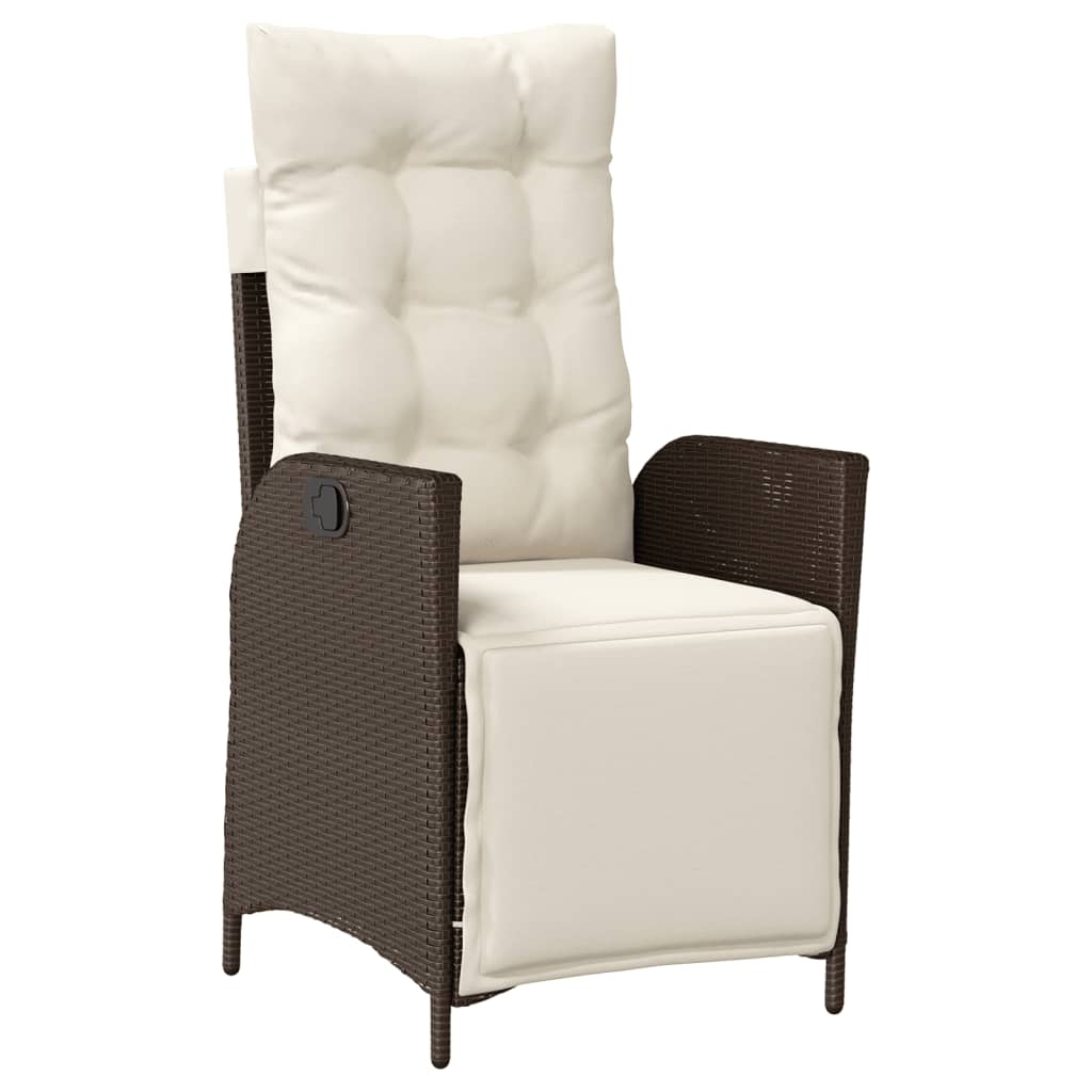 vidaXL Sillón reclinable de jardín con reposapiés ratán PE marrón