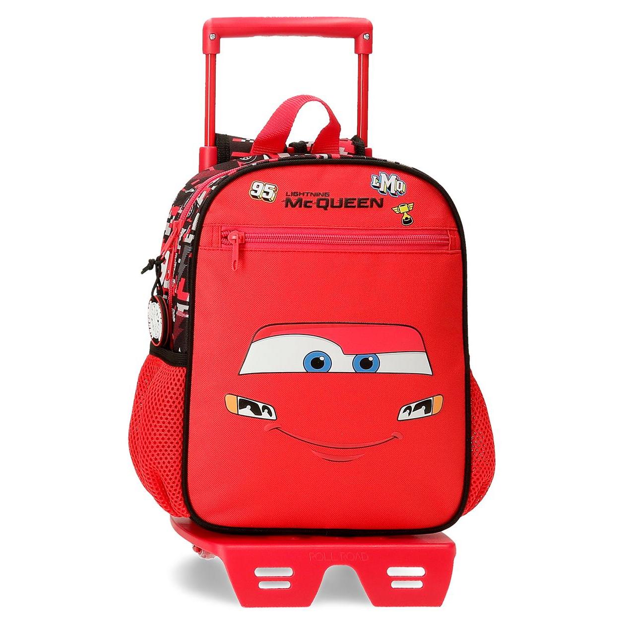 Mochila escolar con carro Cars Mcqueen Red 23x28x10cm Rojo